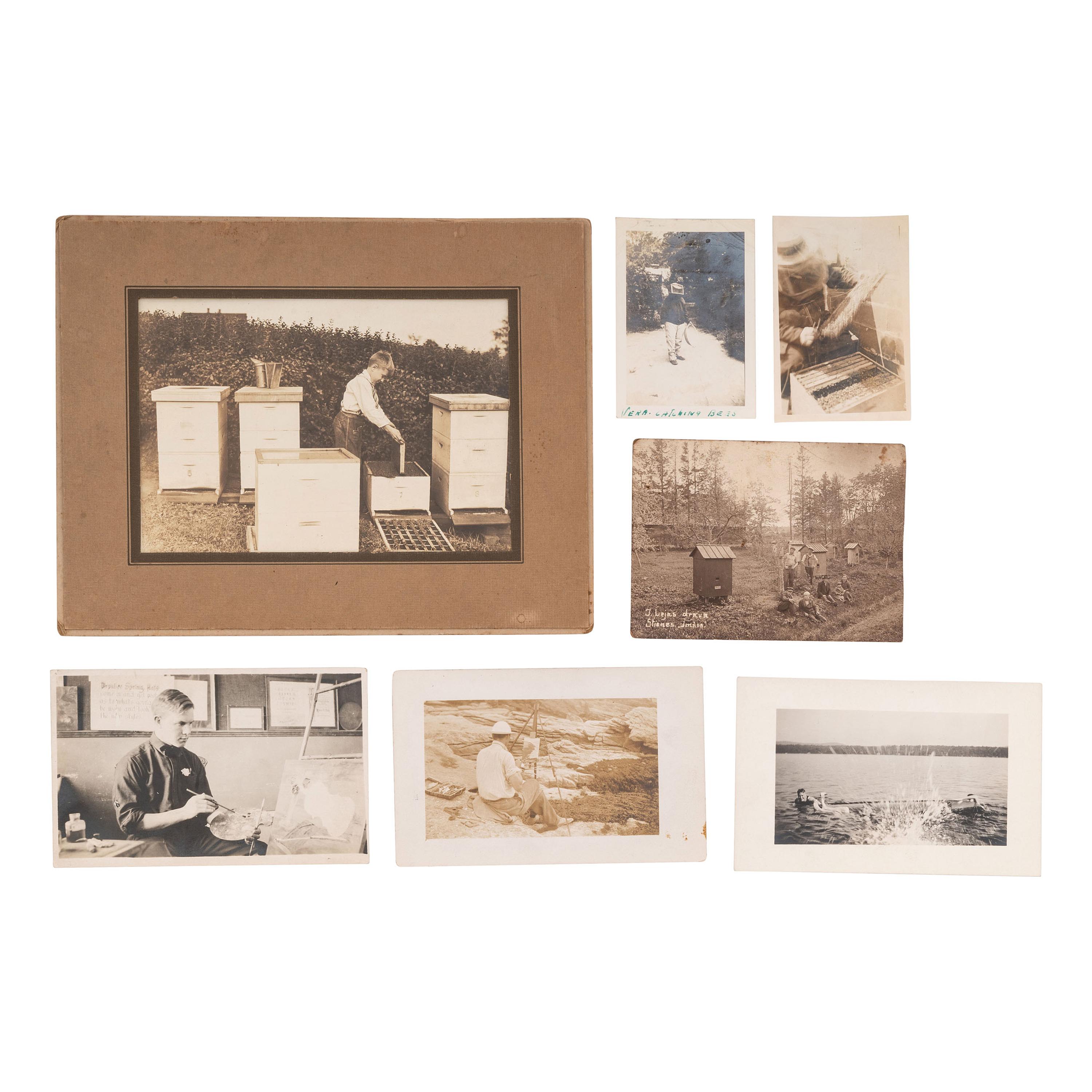 [EARLY PHOTOGRAPHY - TRAVEL & LEISURE]. A collection of 100+ photographs mostly featuring natural scenery and hobbyists enjoying their crafts, including: