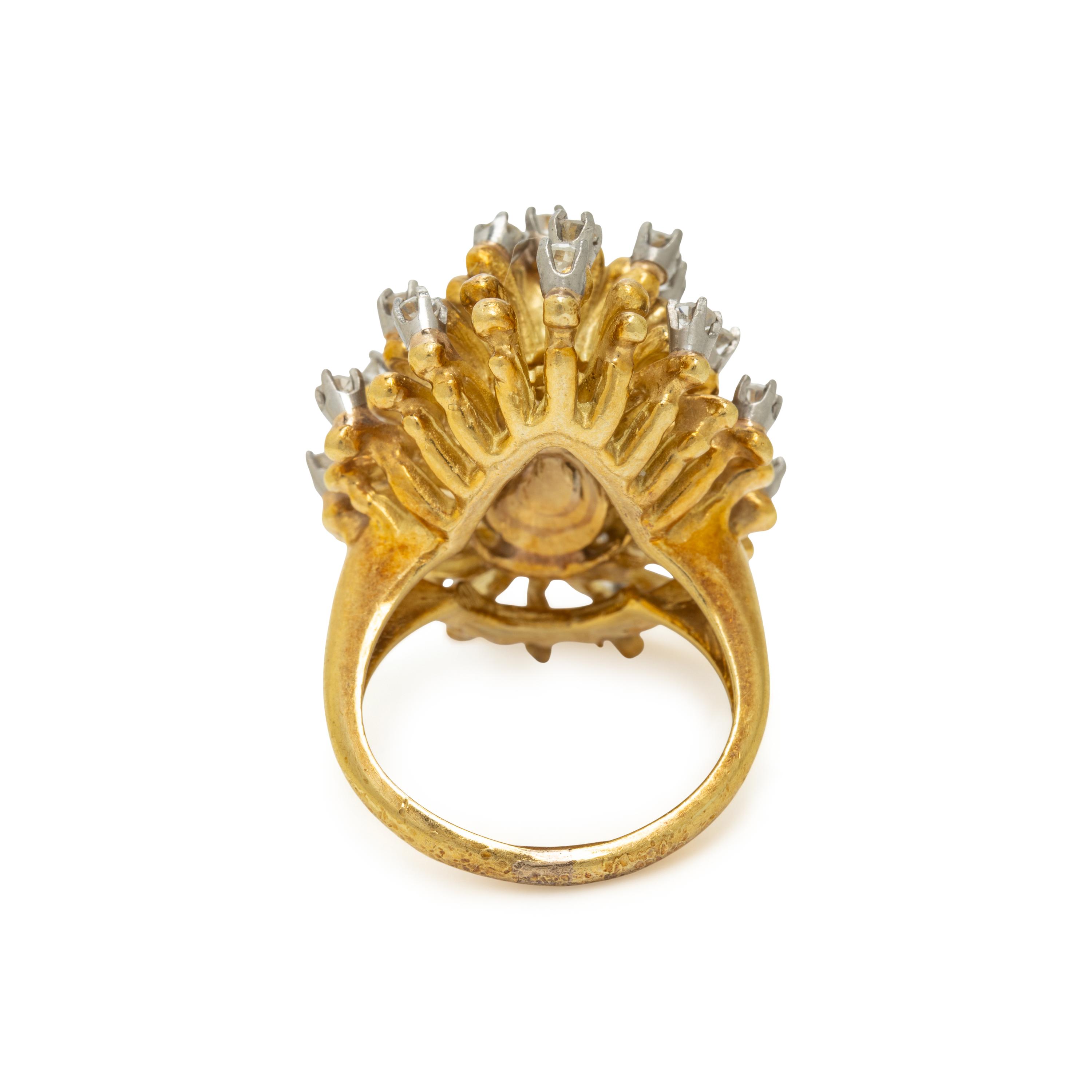Diamond and Yellow Gold Cluster Ring