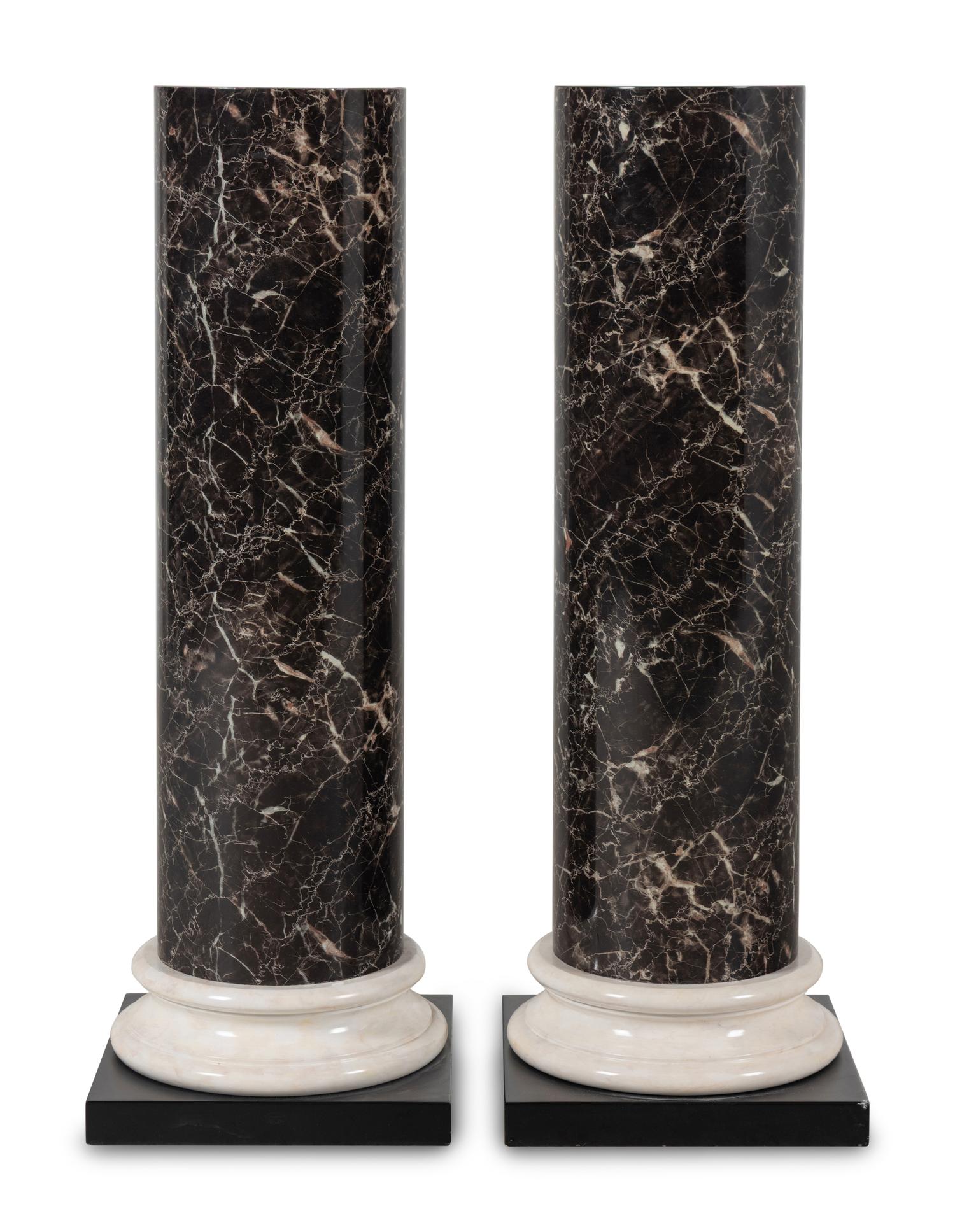 A Pair of Faux Marble Pedestals