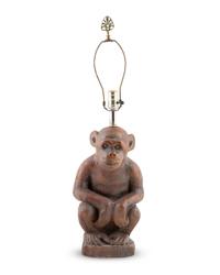 A Painted Plaster Figure of a Seated Monkey — 20TH CENTURY