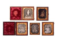 [EARLY PHOTOGRAPHY]. 37 sixth plate daguerreotypes and ambrotypes of young girls.
