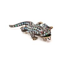 SILVER-TOPPED GOLD, OPAL AND DIAMOND LIZARD PENDANT/BROOCH