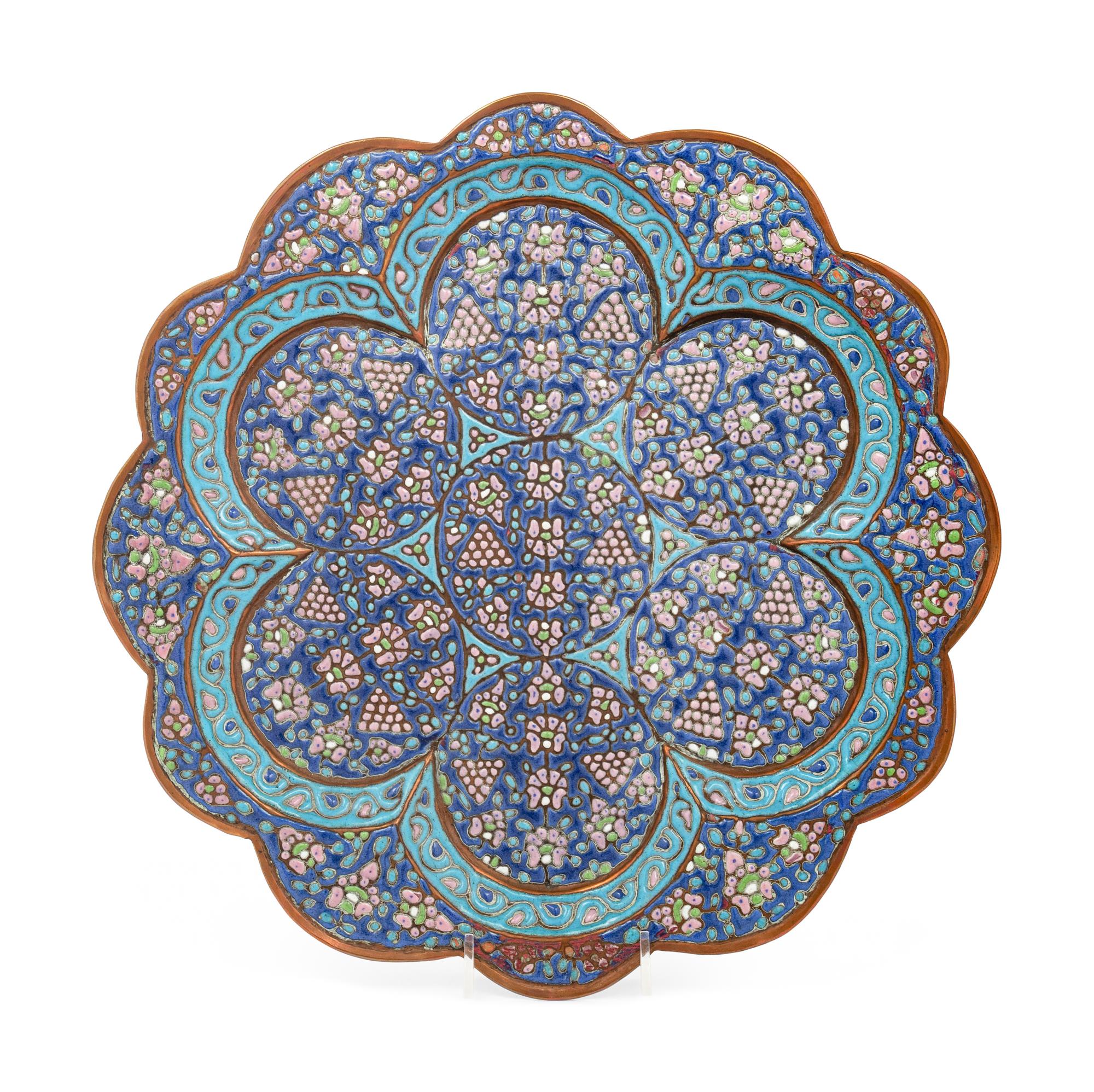 An Islamic Cloisonné Enamel on Copper Platter