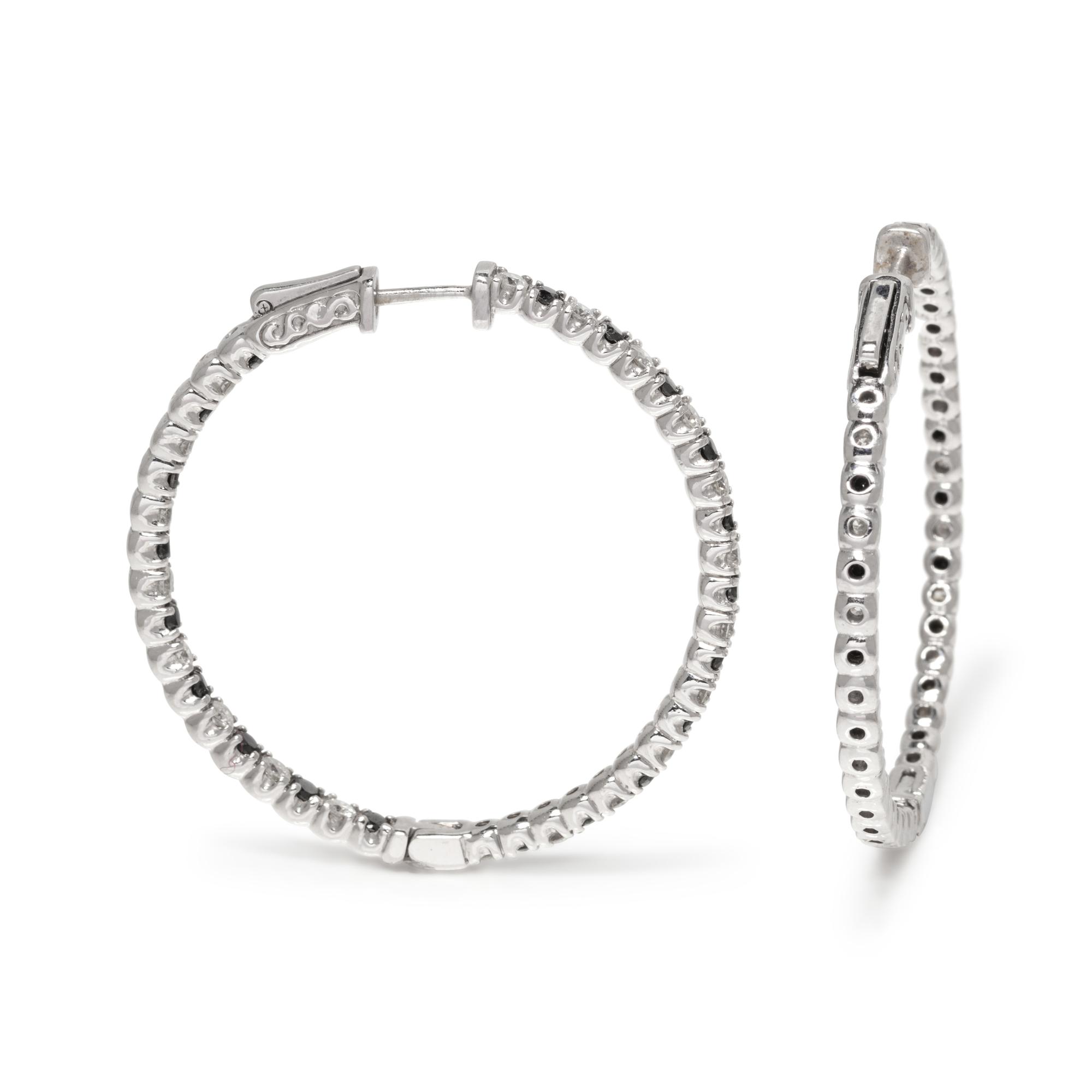 DIAMOND AND BLACK DIAMOND HOOP EARRINGS