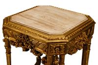 A Pair of Louis XVI Style Giltwood Marble-Top Tables