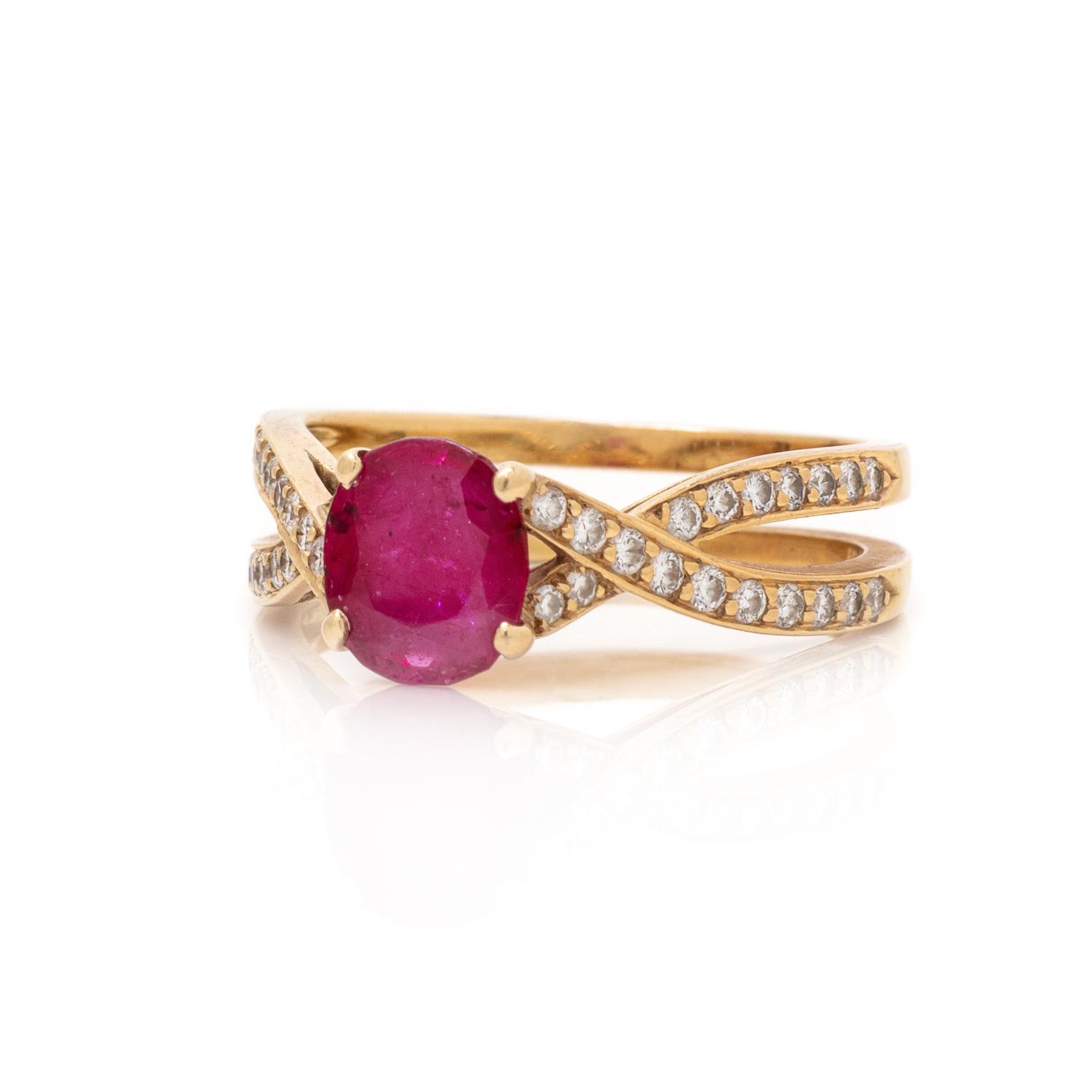TIFFANY & CO., YELLOW GOLD, RUBY AND DIAMOND RING