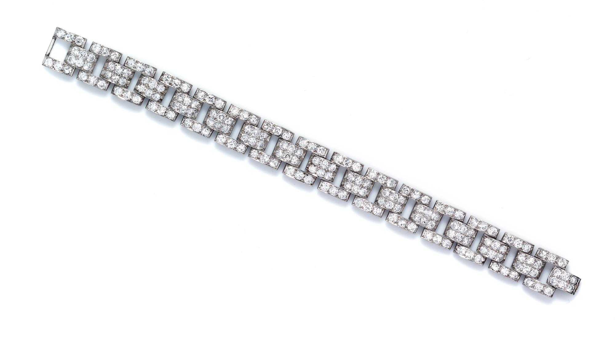 A Platinum and Diamond Bracelet, Circa 1930, 23.90 dwts.