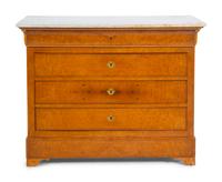 A Louis Philippe Burlwood Marble-Top Commode