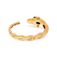 DAVID WEBB, YELLOW GOLD, DIAMOND AND EMERALD CAPRICORN CUFF BRACELET
