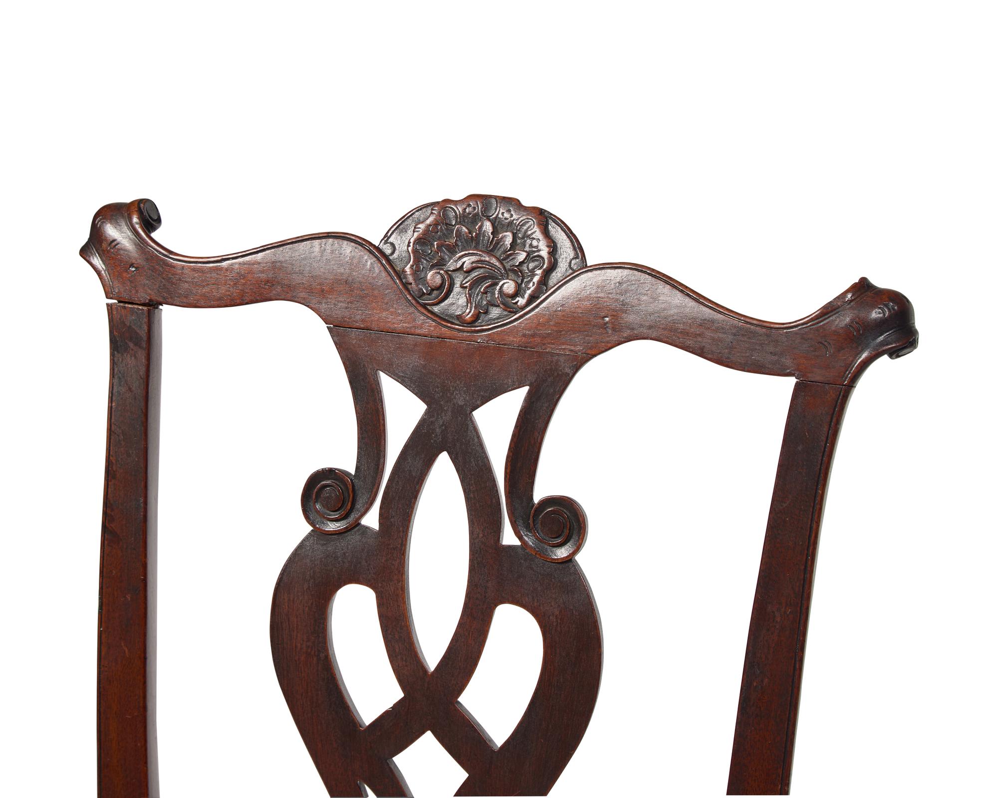 A Chippendale Carved Walnut Side Chair
