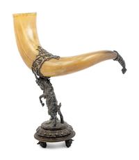 A Silver-Plate Mounted Toasting Horn