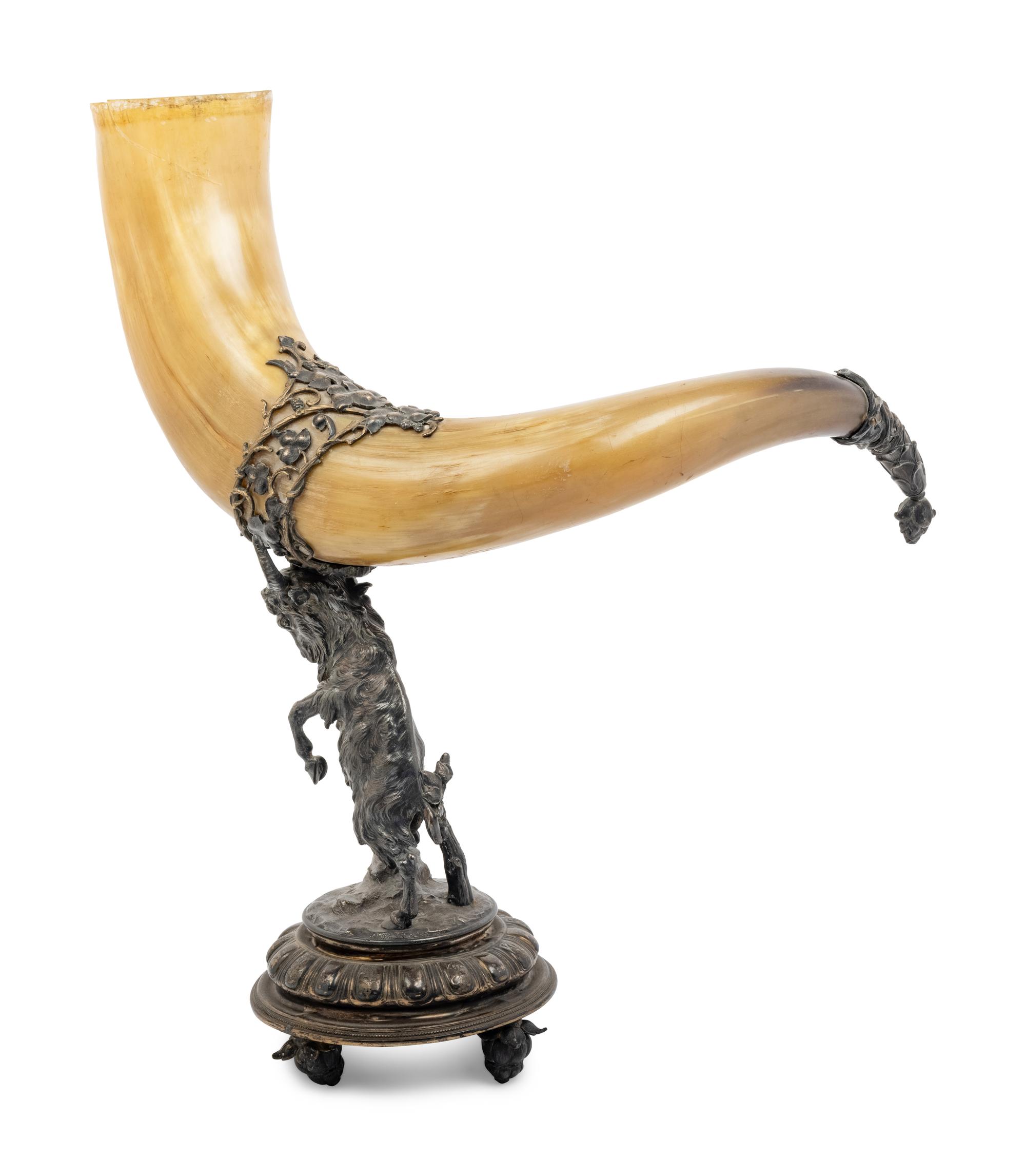 A Silver-Plate Mounted Toasting Horn