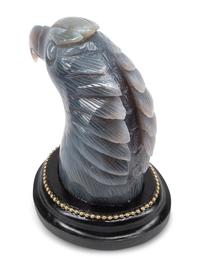 A Pair of Carved Blue Agate Eagle Head Ornaments
