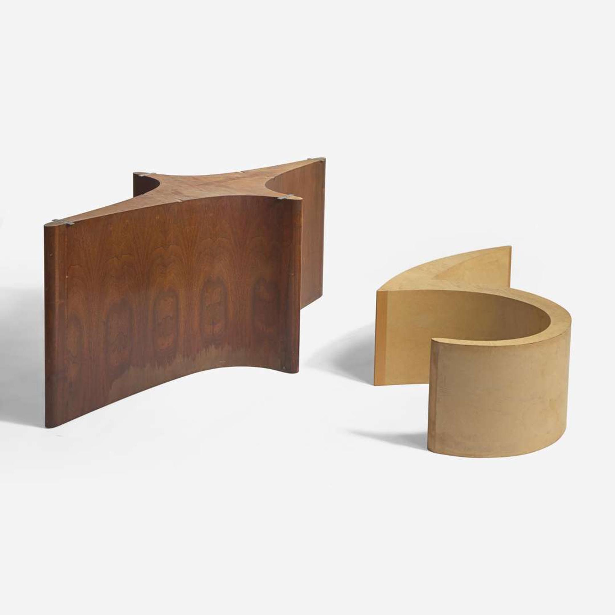 Vladimir Kagan (American, 1927-2016) A Racetrack Oval Intaglio Table Base, Vladimir Kagan Designs, Inc., USA, circa 1976, and a Swirl Coffee Table Base, Vladimir Kagan Design Group, USA, circa 2008