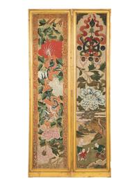 A Set of Eight Gilt Framed Chinese Wallpaper Panels
