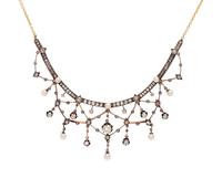 ANTIQUE, DIAMOND AND PEARL NECKLACE