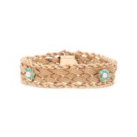 YELLOW GOLD, CULTURED PEARL, AND TURQUOISE BRACELET