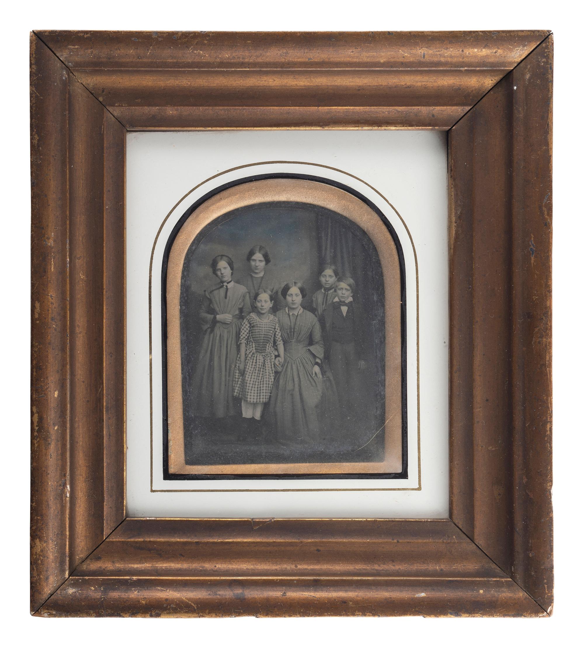 [EARLY PHOTOGRAPHY]. A group of 3 framed ambrotype and tintype portraits, highlighed by sibling portraits: