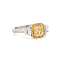 FANCY INTENSE YELLOW DIAMOND AND DIAMOND RING