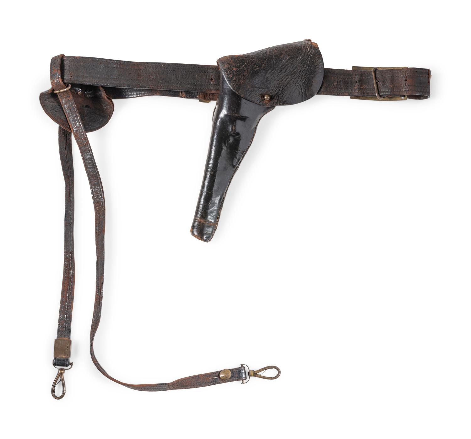 Civil War officer's belt rig with Model 1851 buckle and pistol holster.