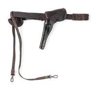 Civil War officer's belt rig with Model 1851 buckle and pistol holster.