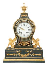 A Swiss Green Painted and Parcel Gilt Mantel Clock