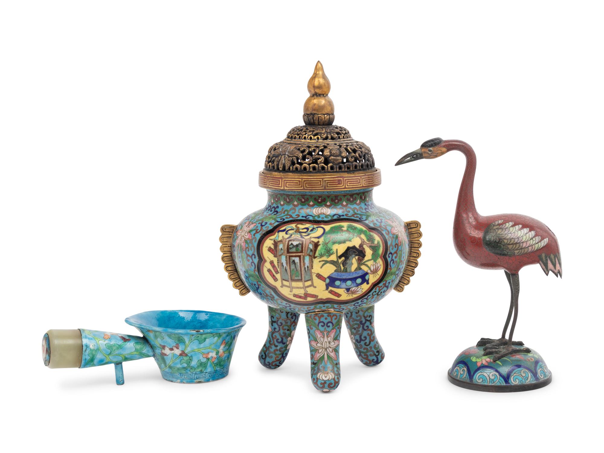 Three Chinese Enamel on Metal Wares