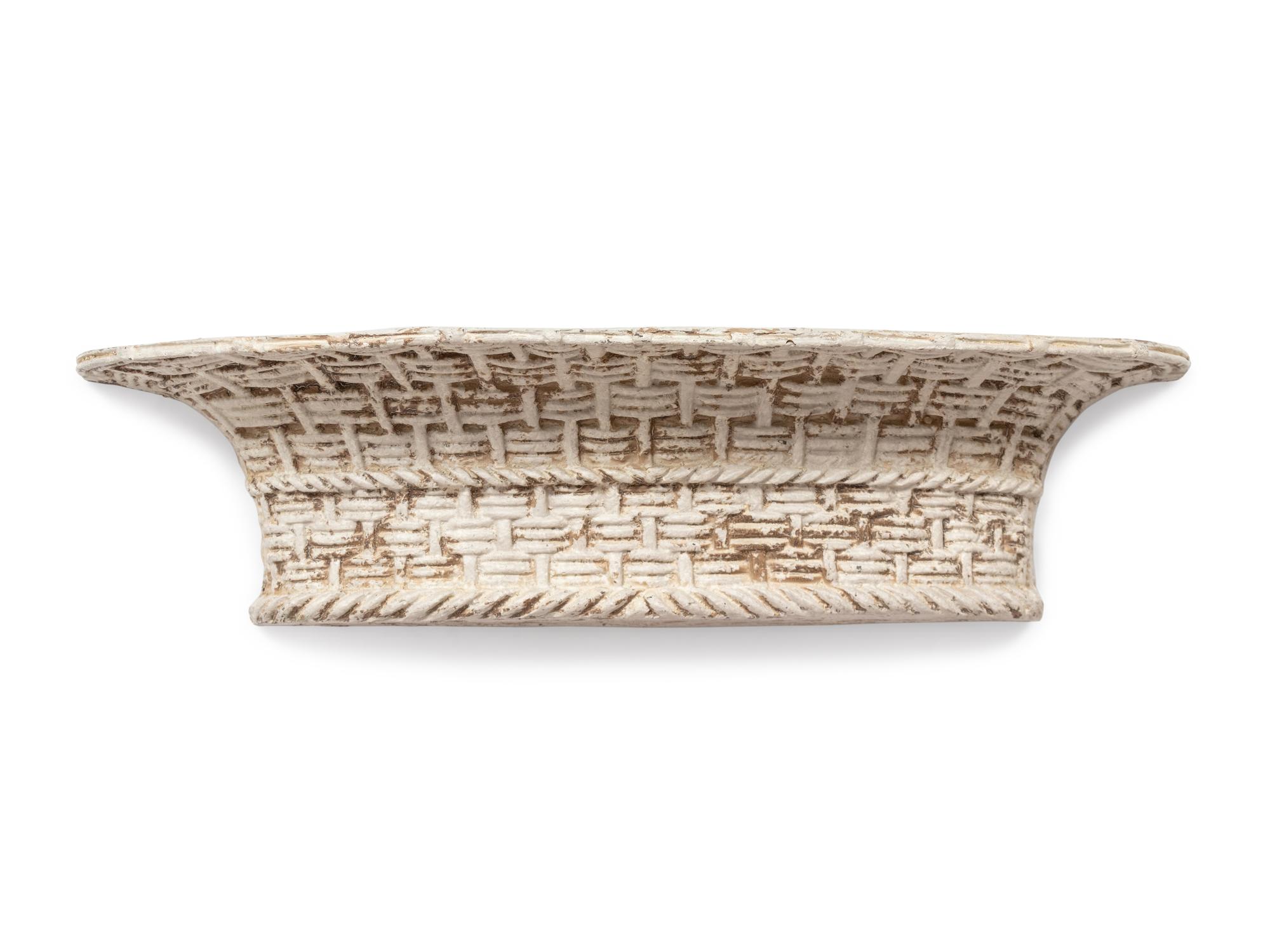 A White Painted Composition "Basket" Wall Pocket