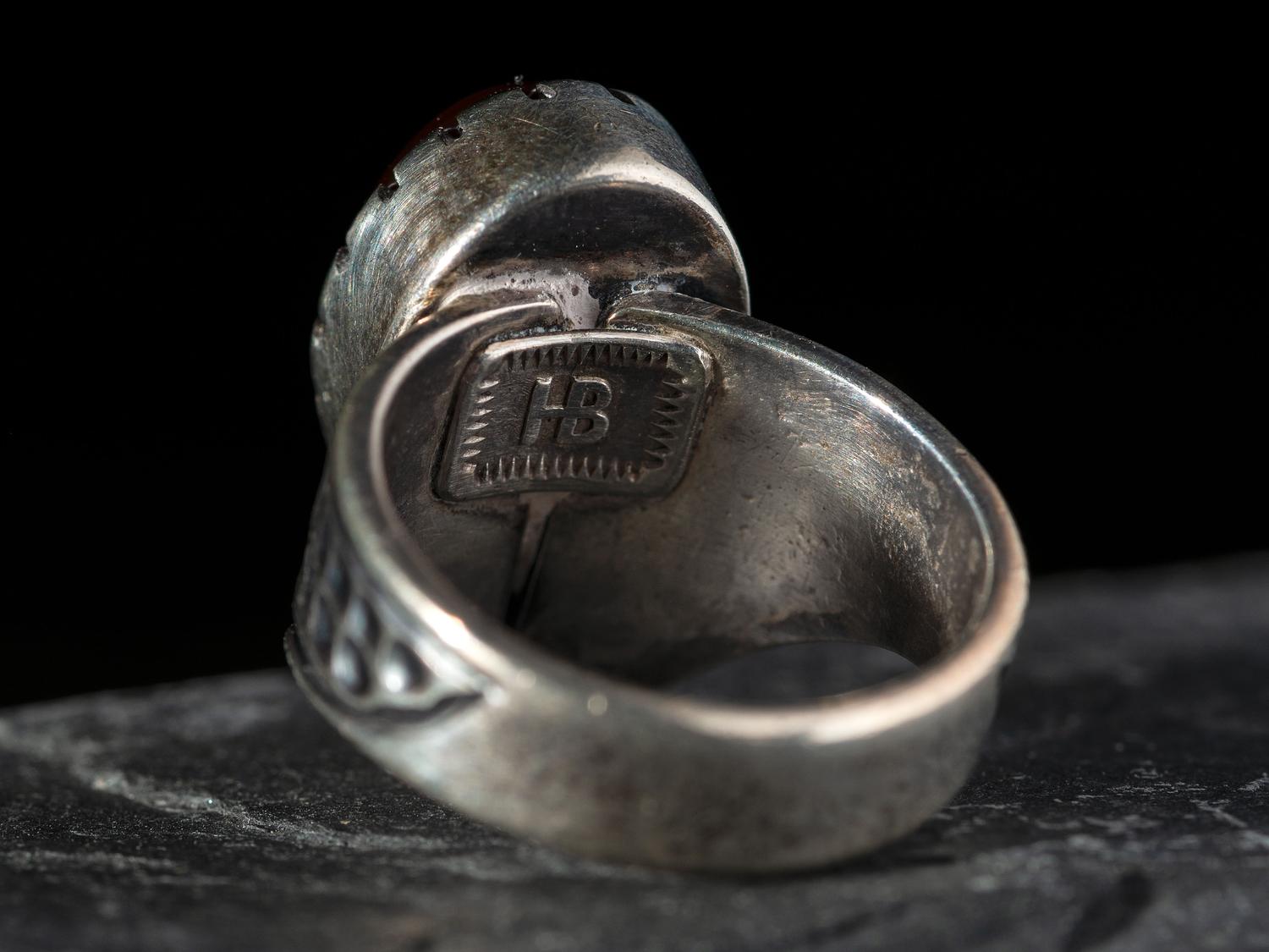 Silver and Mexican Fire Agate Ring