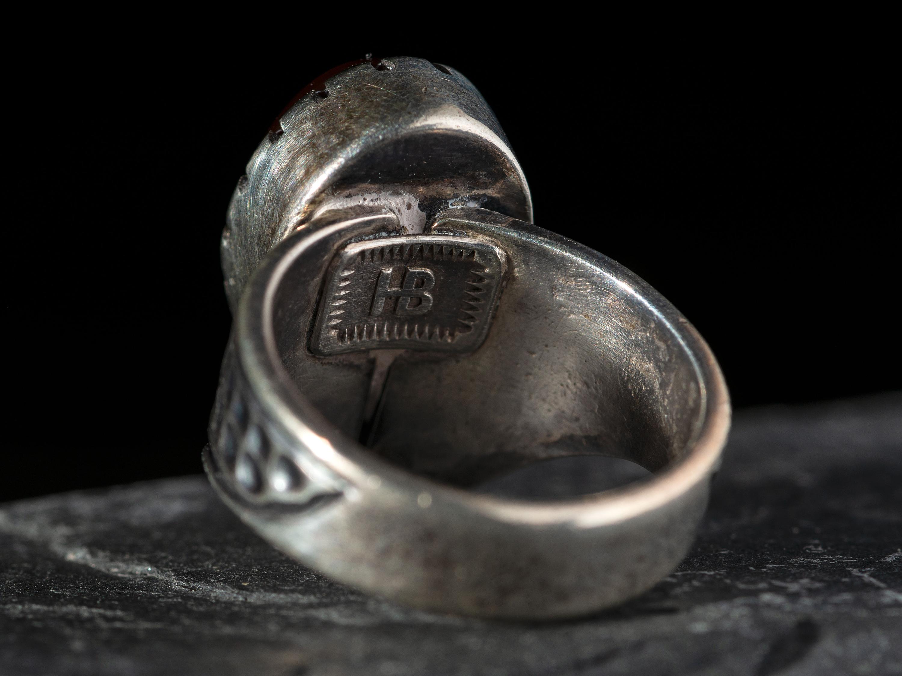 Silver and Mexican Fire Agate Ring