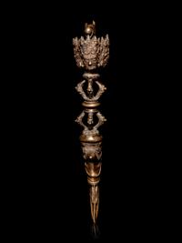A Tibetan Gilt Bronze Phurba