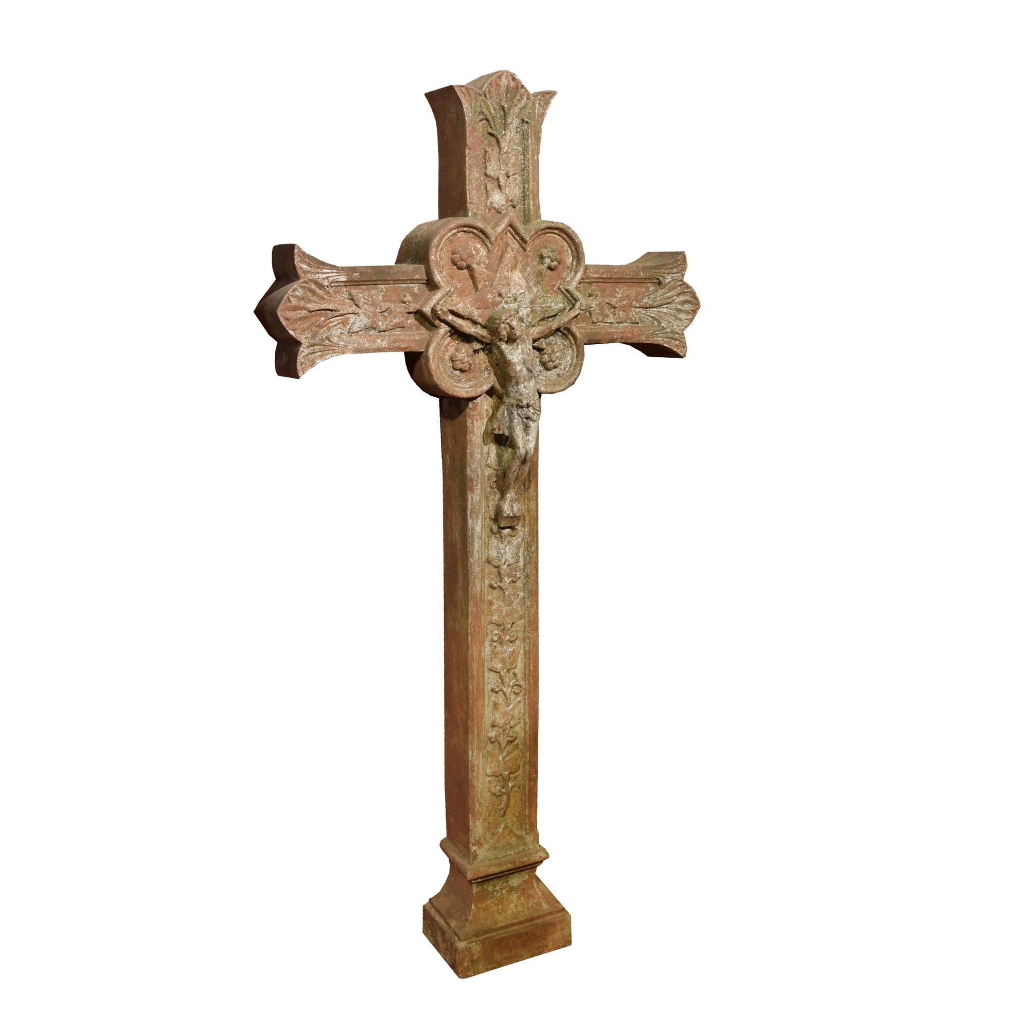 A Cast Iron Crucifix 24.5" W x 3.5" D x 50" H — France, Circa 1900