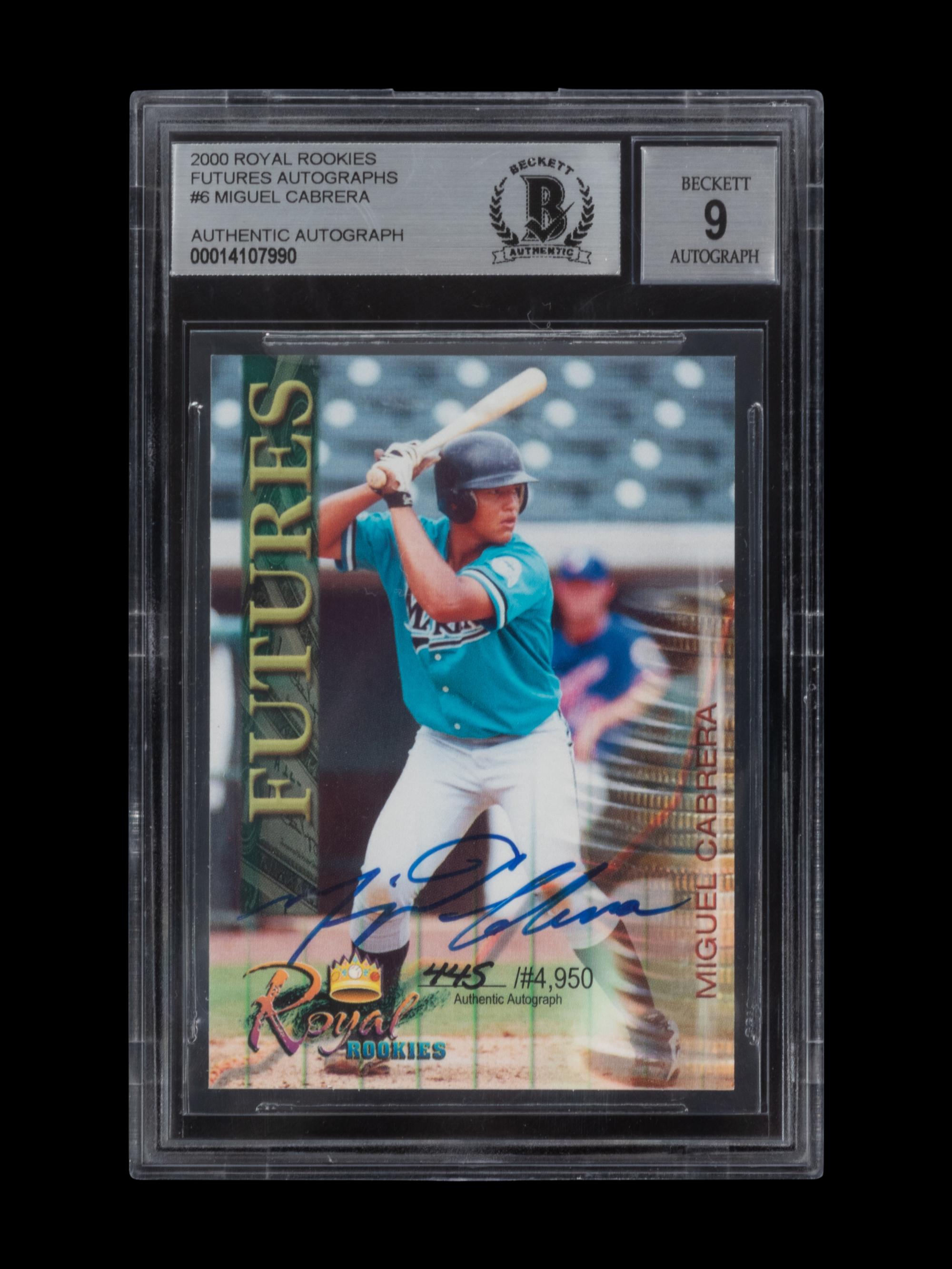 A 2000 Royal Rookies Futures Autographs Miguel Cabrera Signed Rookie Card (BAS 9 Auto)