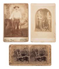 [WESTERN AMERICANA]. A group of 4 photographs of armed hunters, some posed with their game.