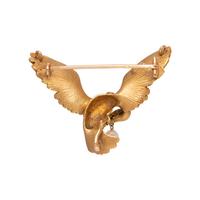 FRENCH, ANTIQUE, YELLOW GOLD AND PEARL VULTURE PENDANT/BROOCH