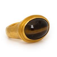 Yossi Harari, Tiger's Eye Quartz and Yellow Gold Ring