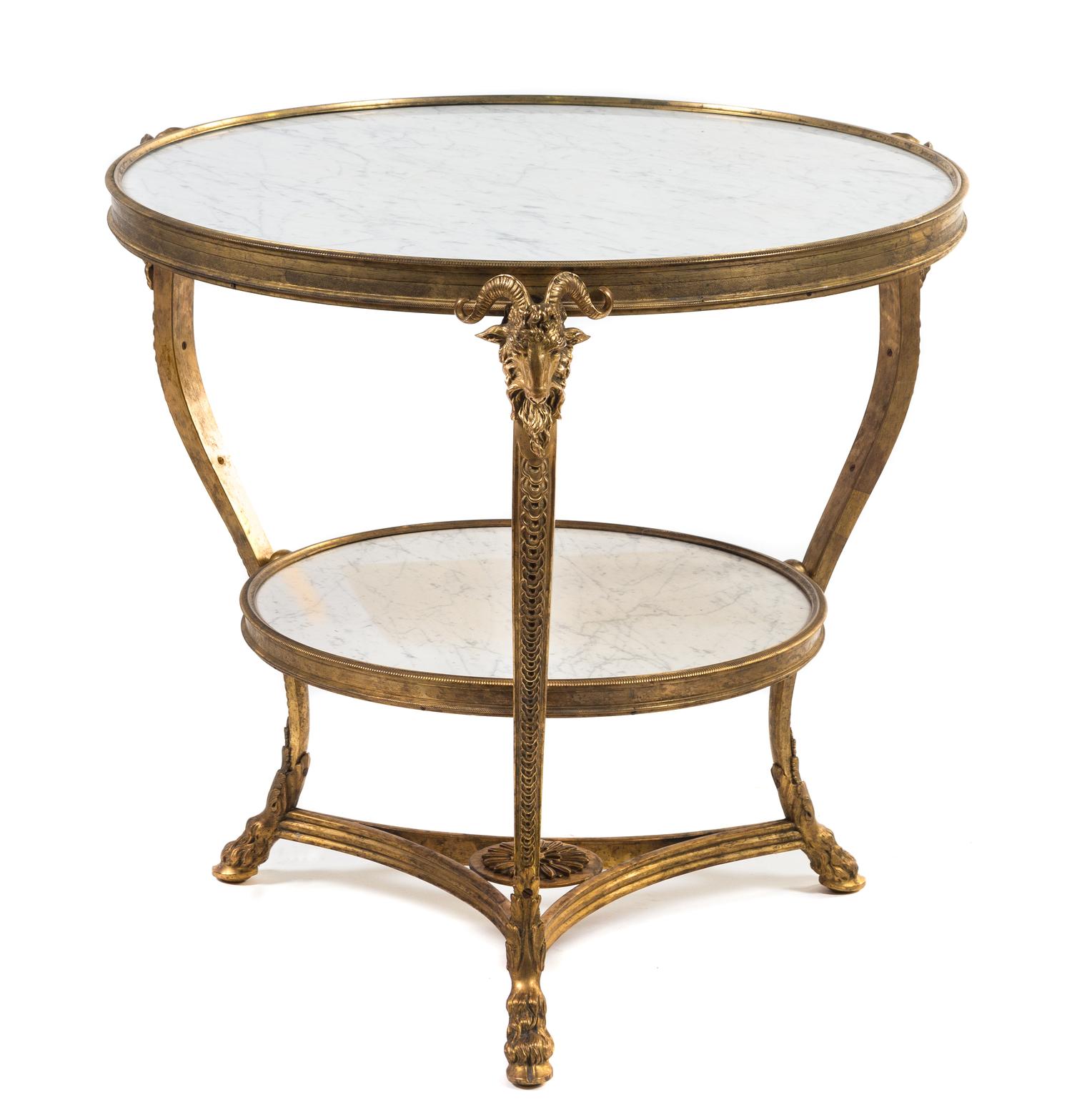 A Louis XVI Style Gilt Bronze Gueridon Height 28 3/4 x diameter 30 inches. — 20TH CENTURY
