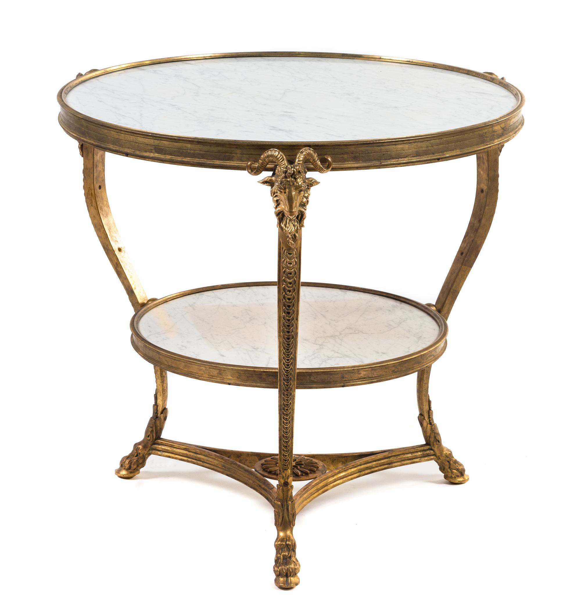 A Louis XVI Style Gilt Bronze Gueridon Height 28 3/4 x diameter 30 inches. — 20TH CENTURY