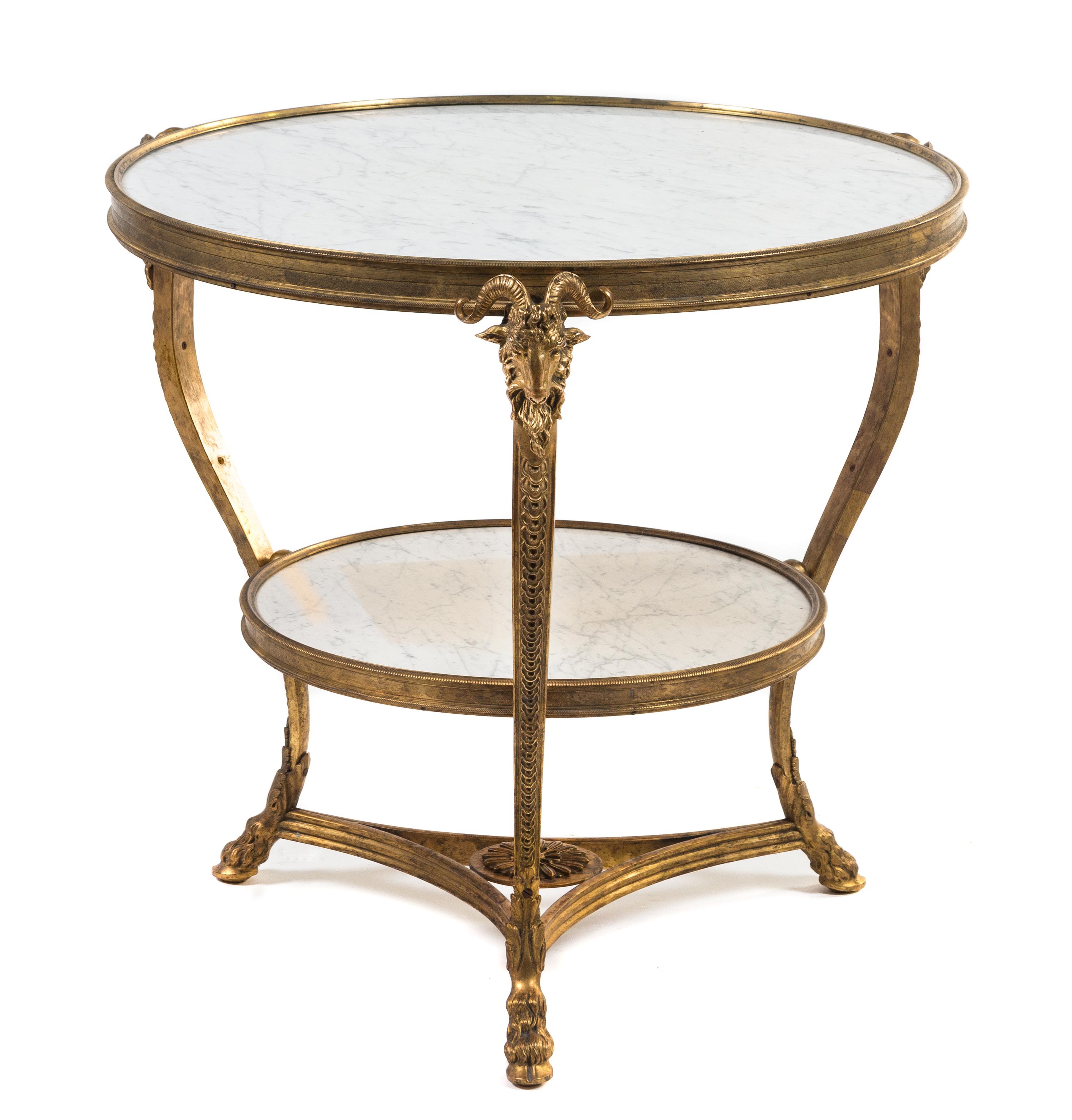 A Louis XVI Style Gilt Bronze Gueridon Height 28 3/4 x diameter 30 inches. — 20TH CENTURY
