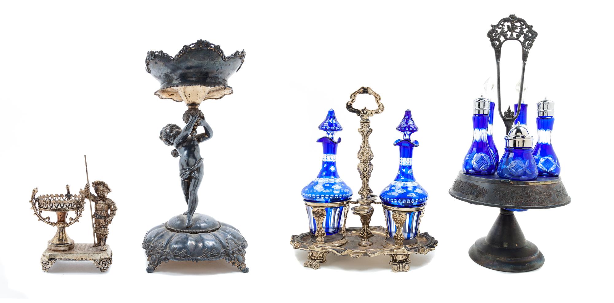 Two Silver-Plate Cruet Stands Height of tallest 17 inches. — 19TH CENTURY