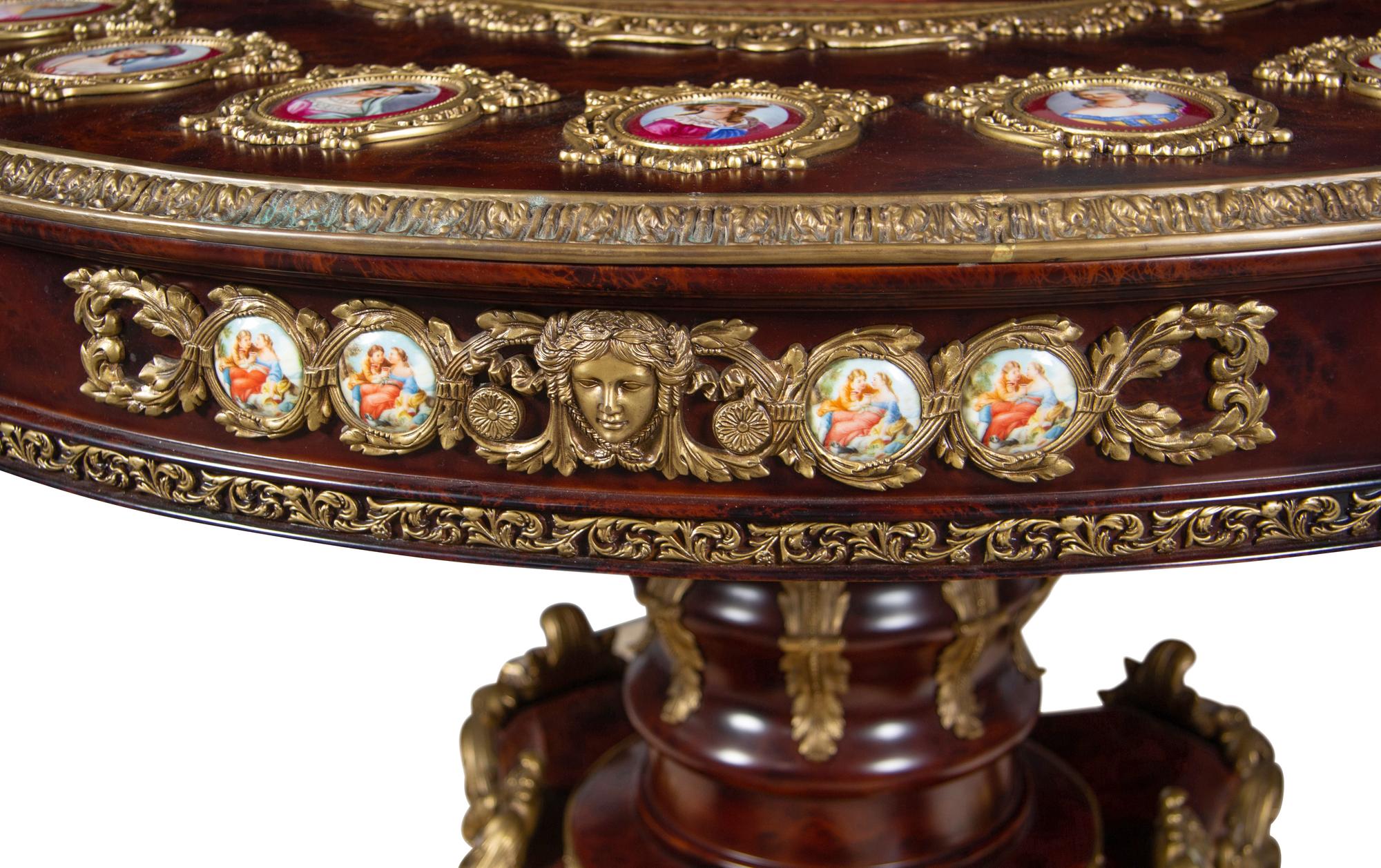 A Continental Gilt Metal and Vienna Style Porcelain Mounted Guéridon