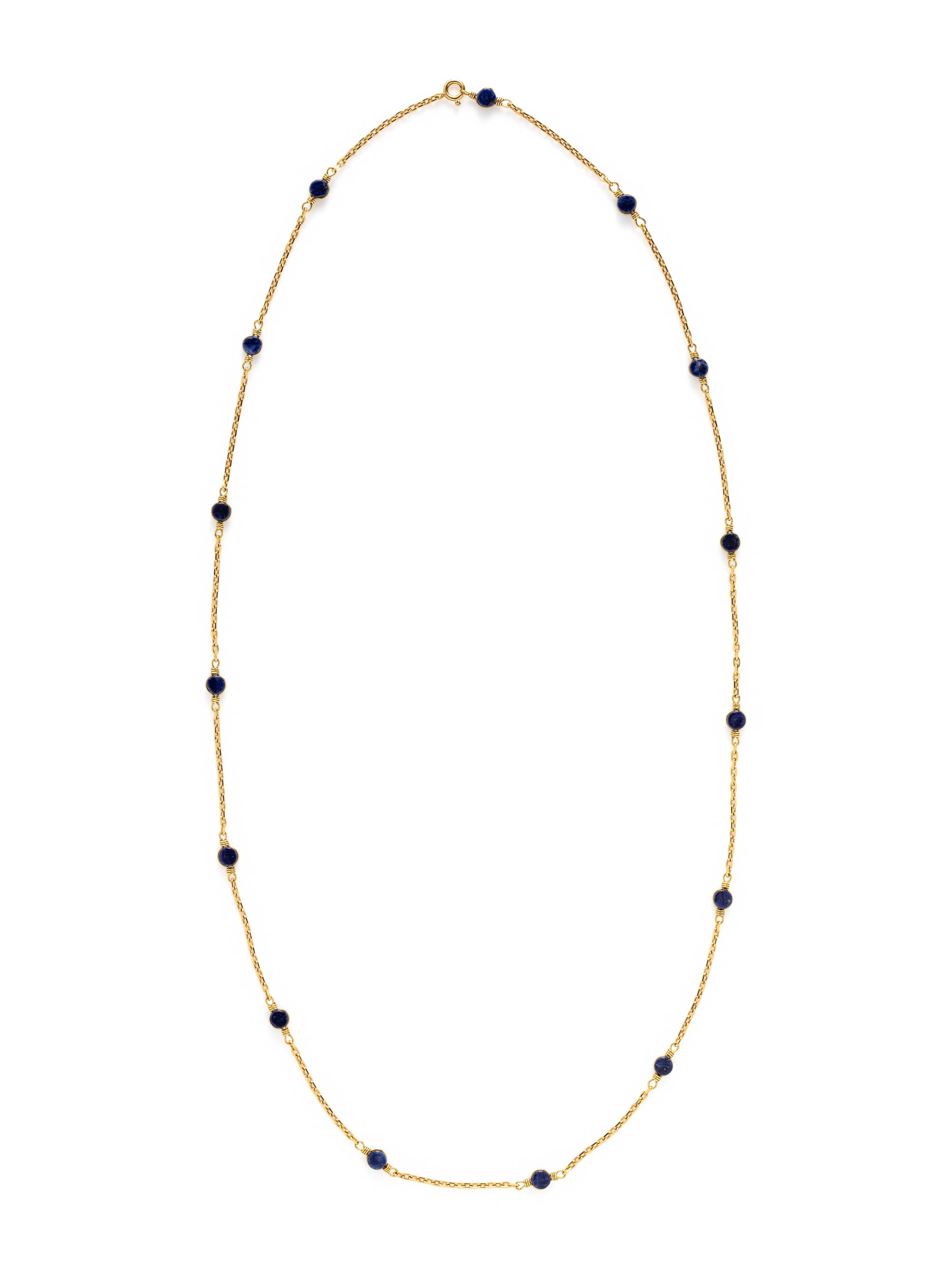 YELLOW GOLD AND SODALITE NECKLACE