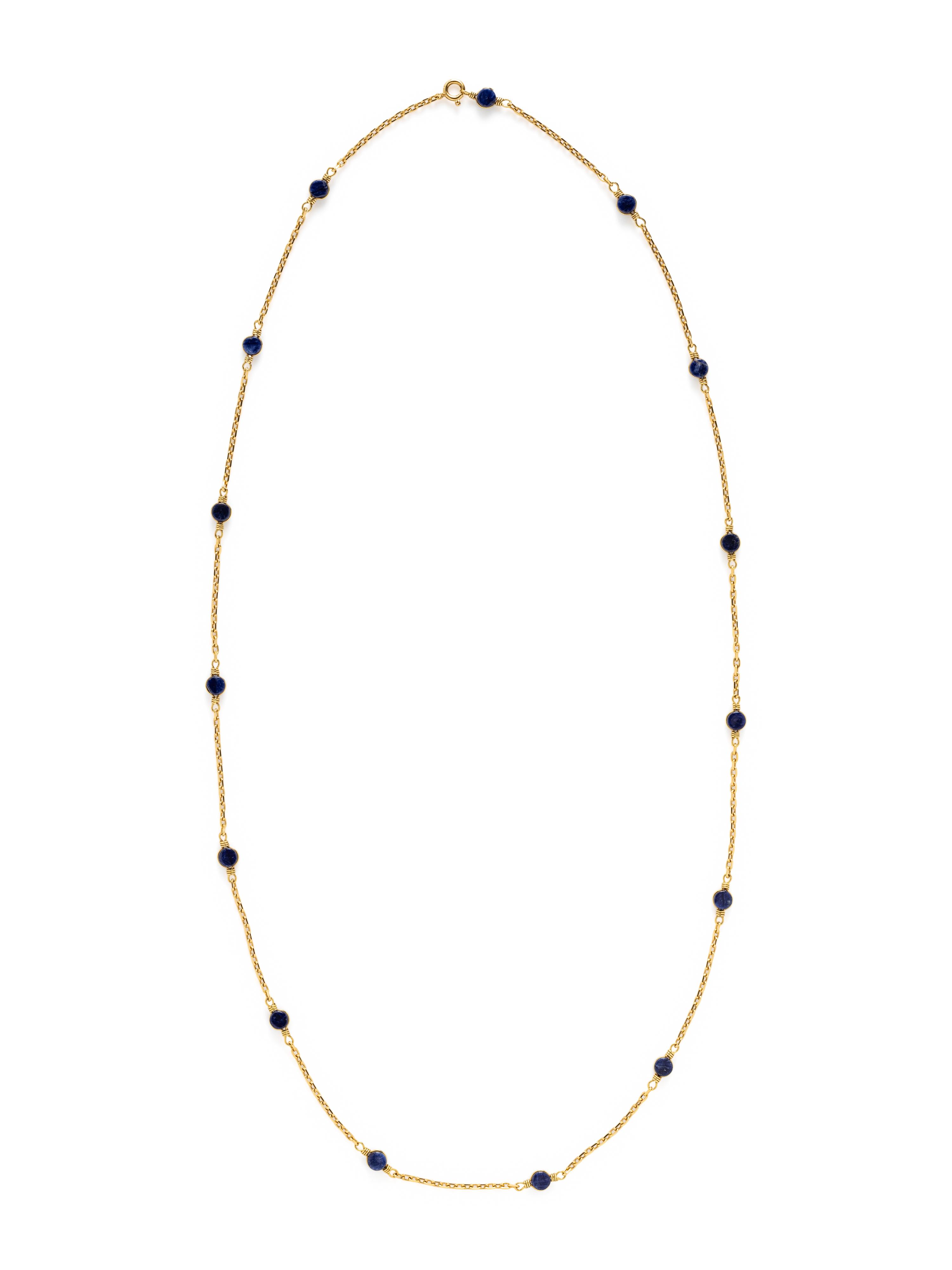 YELLOW GOLD AND SODALITE NECKLACE