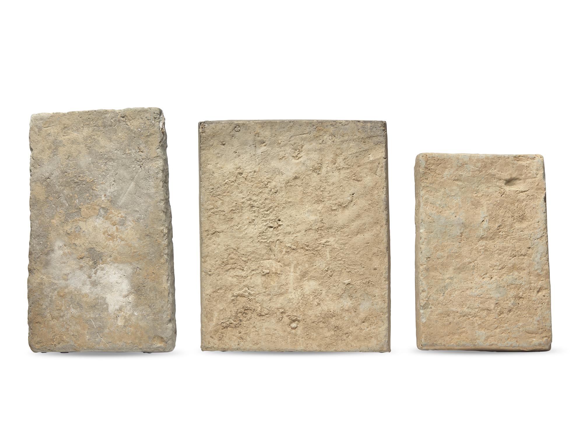 Three Chinese Grey Pottery Panels, Possibly Northern Wei-Ming Dynasty
