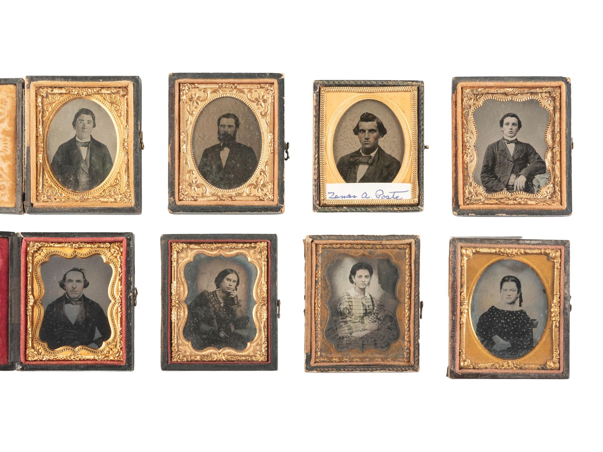 [EARLY PHOTOGRAPHY]. 42 ninth plate ambrotypes and tintypes of men, women, & children.