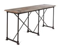 A Contemporary French Style Oak and Steel Console Table