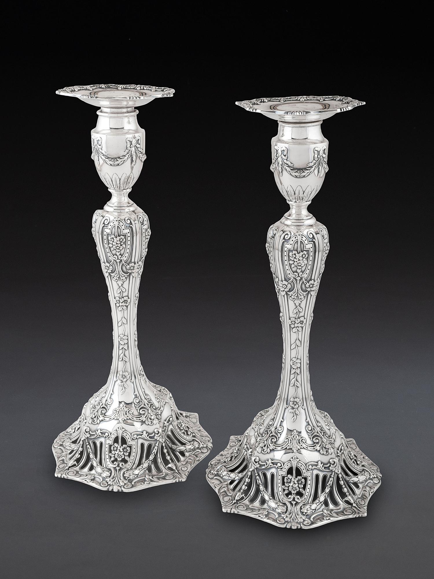 A Pair of American Silver Candlesticks