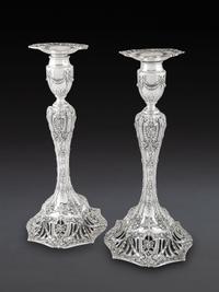 A Pair of American Silver Candlesticks