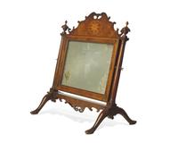 A Regency Inlaid Mahogany and Etched Glass Shaving Glass