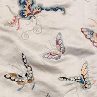 A Chinese Pale Blue Ground Embroidered Silk 'Butterfly' Lady's Informal Robe, Late Qing/Republic Period 晚清/民國 月白緞地百蝶紋女襖
